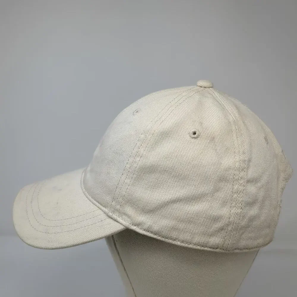 J. Crew Baseball Cap Beige One Size Leather Strapback Brass Buckle Cotton Hat